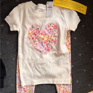 Old Navy Kids Pajama Set - Cream with Floral Heart